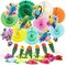 Tropical Party Decorations, Hawaiian Party Decor, with Paper Parrots Honeycombs and Hibiscus Flower Banner, Party Tissue Paper Pompoms for Summer Luau Tiki Jungle Themed Decorations